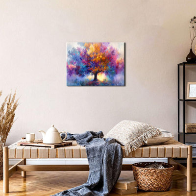 Colorful Tree of Life Wall Art for Living Room Abstract Bloom Floral Tree Pictures Wall Decor Nature Vibrant Trees Landscape Canvas Prints Minimalist Modern Artwork for Bedroom Home Decoration 12x16"