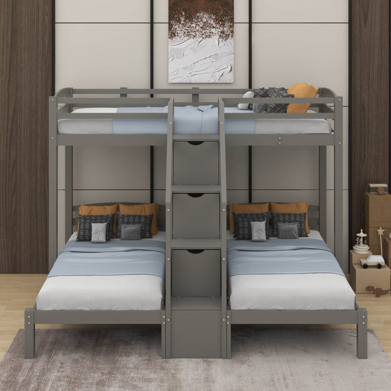 Twin Over Twin & Twin Bunk Bed With Drawer