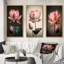 «Blossoming Pink Vintage Lotus», 3 pièces sur toile-552485659-552485636