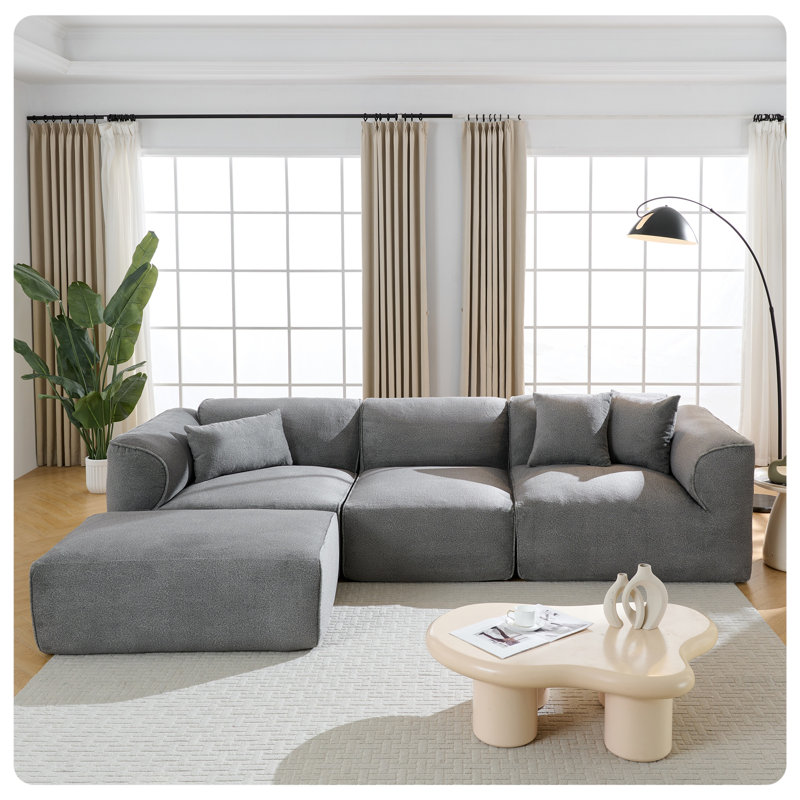 Boneless Luxury Sofa, Gray Polyester