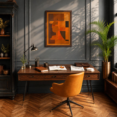 Orange Geometry Mid-Century - Framed Print