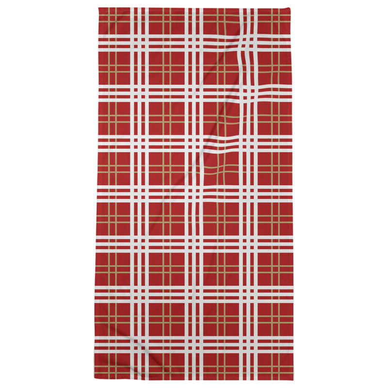 Serviette de plage de luxe San Francisco, Microfibre, Rouge / or / blanc