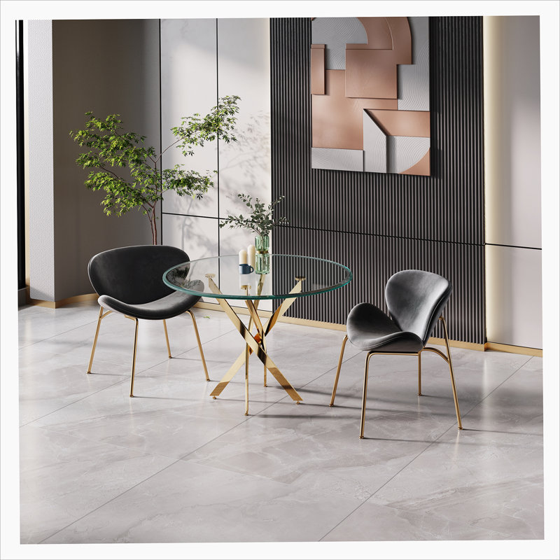 Black Velvet Low Back Side Chair with Gold Metal Legs