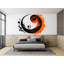 Adhésif mural Yin Yang, art mural eau feu, abstrait zen, décoration de chambre à coucher moderne, murale symbole asiatique, autocollant mural noir orange, 158 g-710878503