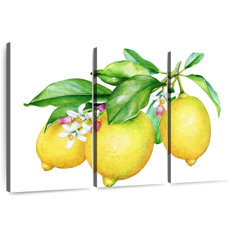 Yarlin 3 citrons et fleurs, H 20 po x l 33 po