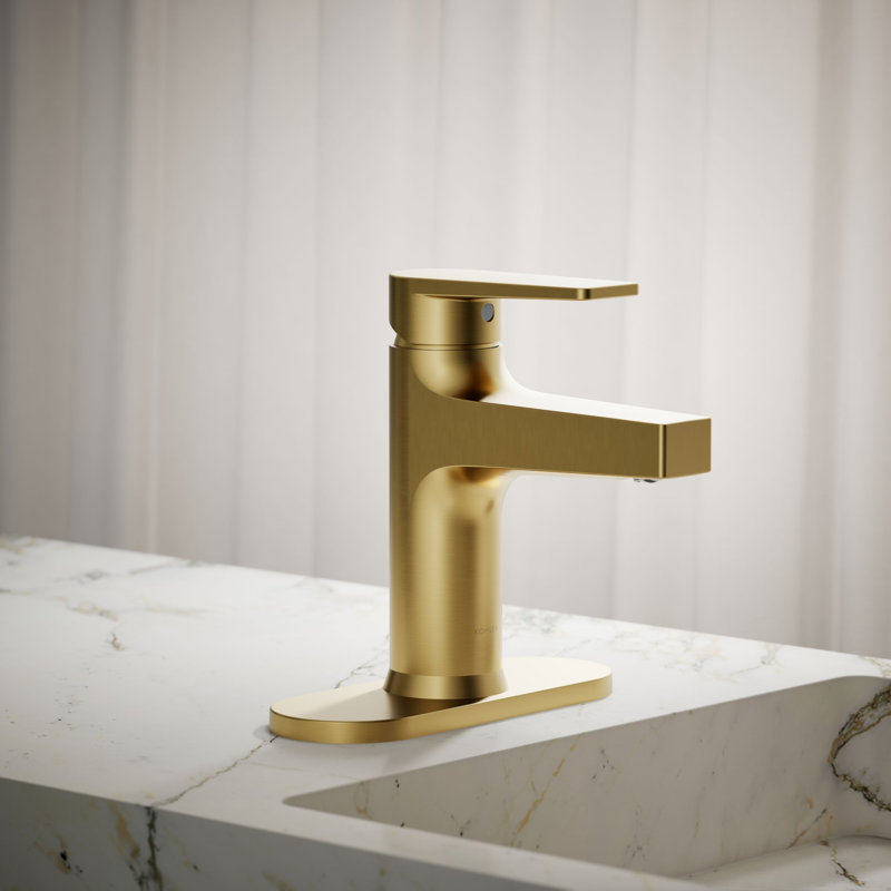 Taut Single-Control Lavatory Faucet with Escutcheon, Vibrant Brushed Modern Brass