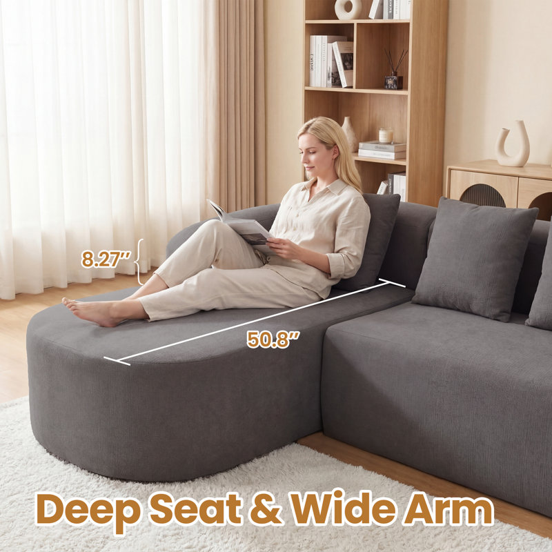 Boneless Modular L-Shaped Sectional Cloud Sofa for Living Room – Modern Minimalist Couch with Customizable Configuration Options