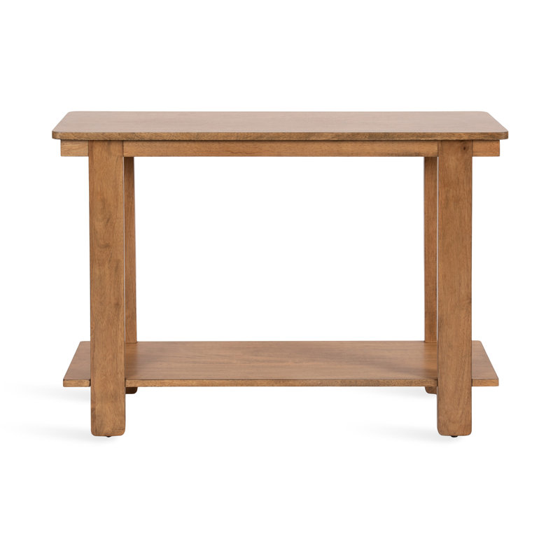 Aamnah Tiered Rectangle Entryway Console Table, Natural Wood