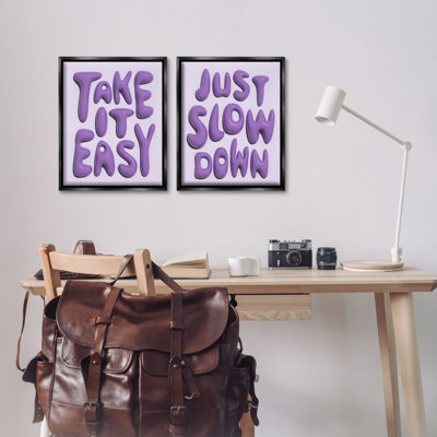  Slow Down Take It Easy 2 PC Framed Floater Canvas Set by Victoria Barnes