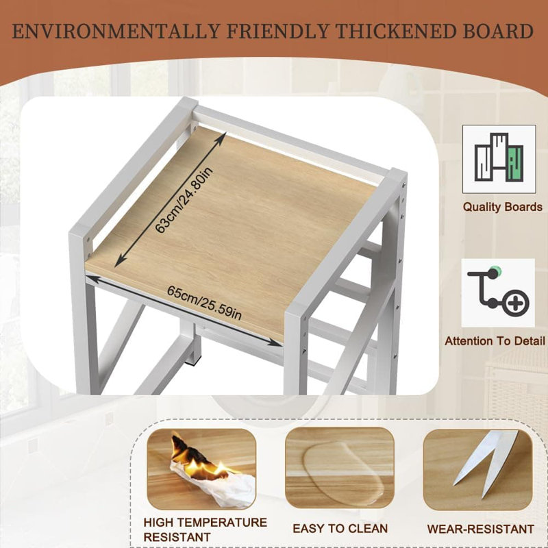 Tablette de rangement très résistante au-dessus de la laveuse et de la sécheuse, support à hauteur réglable en métal avec capacité de 660 lb, organisateur de lessive peu encombrant pour les espaces compacts