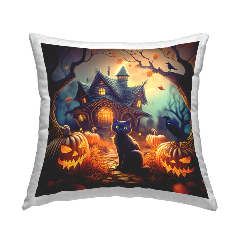 Coussin décoratif Haunted House & Black Cat