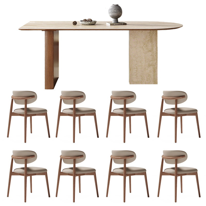 Ensemble de salle à manger rectangulaire semi-ovale, H 29,5 po x L 78,7 po x l 35,4 po