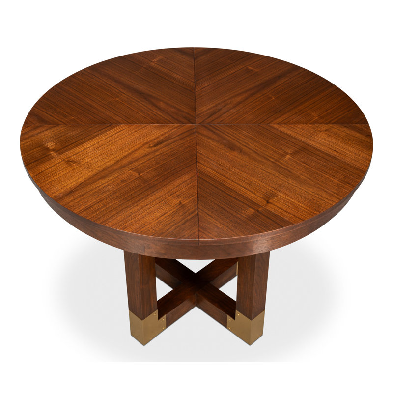 Extendable Walnut Round Solid Wood Dining Table