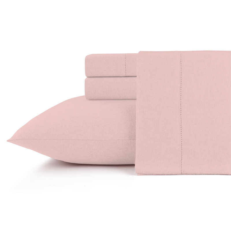 Pointehaven 175 GSM Brushed Cotton Flannel Deep Pocket Solid Sheet Set , Full Sheet Set + Fitted Sheet + 2 Pillowcases