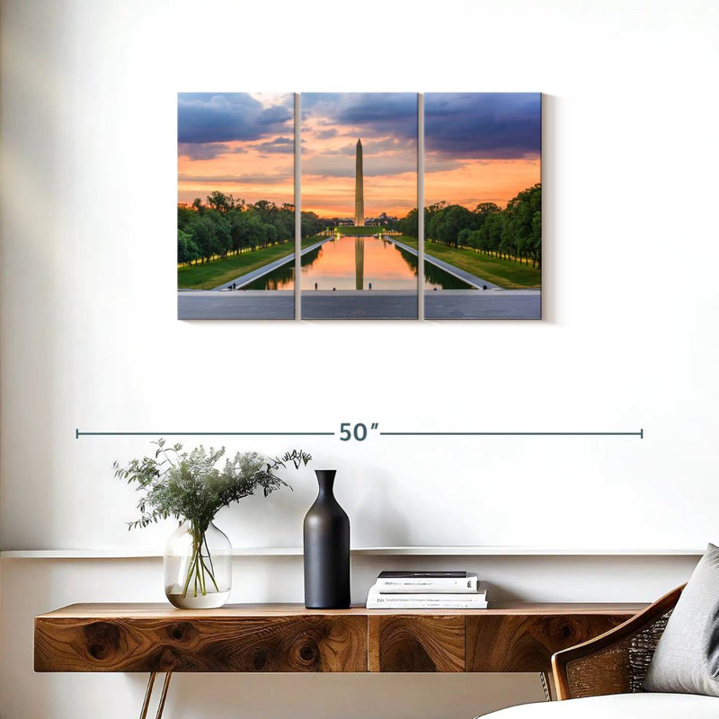 Monument de Washington au coucher du soleil, H 20 po x l 33 po