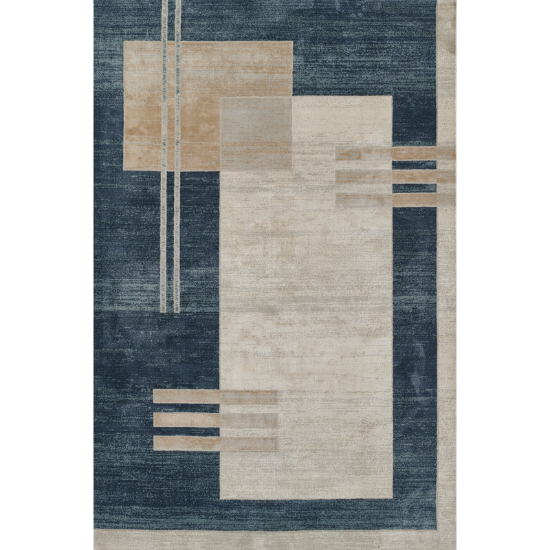 Tapis bleu en polyester 7 "9" x 9 "10" Orren Ellis Edition, Rectangle 1 pi 10 po x 2 pi 10 po