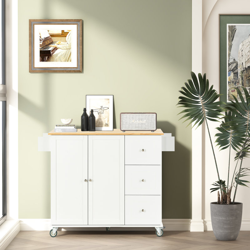 Therald 52.76 " W Kitchen Cart, White