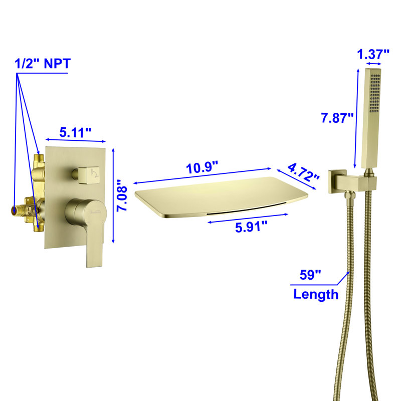 1 Handle Wall Waterfall Faucet with Diverter
