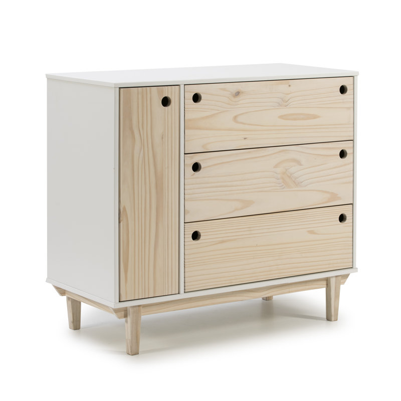 Lexy Solid Wood 90 cm W Chest of 3 Drawers