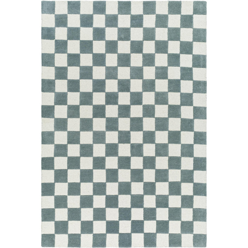 Tapis bleu sarcelle touffeté à la main Jenna, Rectangle 8 pi x 10 pi