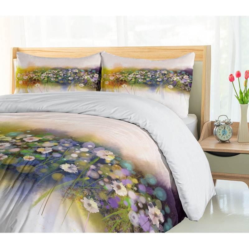 Watercolor Flower Home Farmhouse / Country Polyester Floral Duvet Cover, Twin