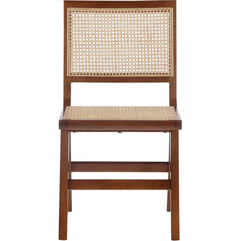 Preston Abraxas Solid Wood Full Back Side Chair, Walnut Natural Cane