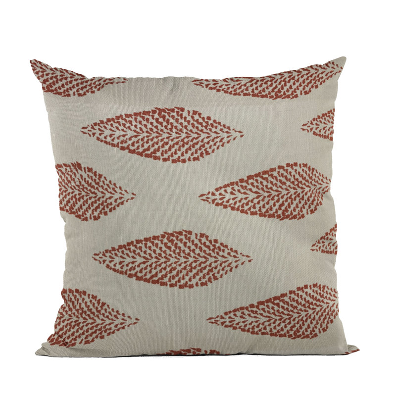 Large Leafs Linen Indoor/Outdoor Pillow Cover & Insert, 18" x 18", Beige, Red