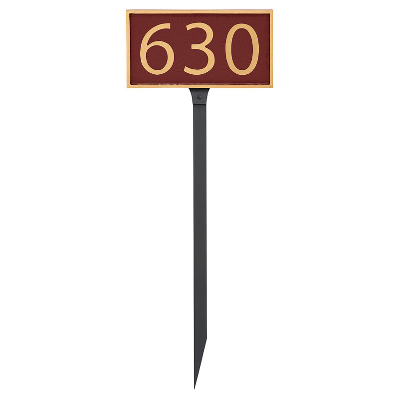 Enseigne d’adresse pour pelouse sur 1 ligne, Or, Rouge