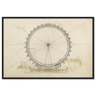 Ferris Wheel Sketch Canvas Classic Landscape by Art Remedy
