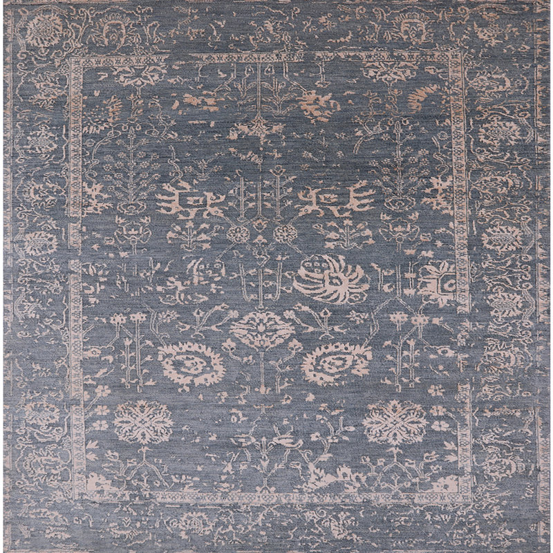 Tapis oriental brun clair / bleu Hainesville, Carré 6 pi