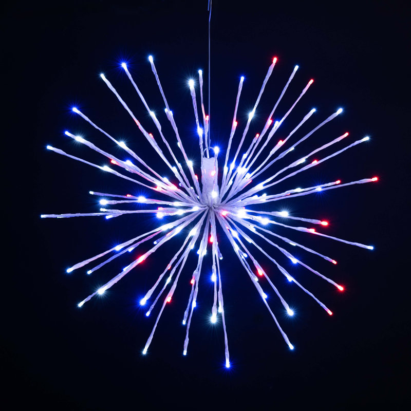 200 lanternes 200 lumières, H 24 po x L 24 po x l 24 po, Blanc pur / rouge / bleu