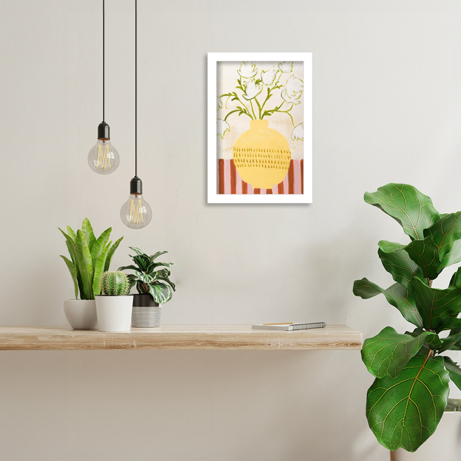 Yellow Vase Print by Design Fabrikken, 13" H x 9" W, White