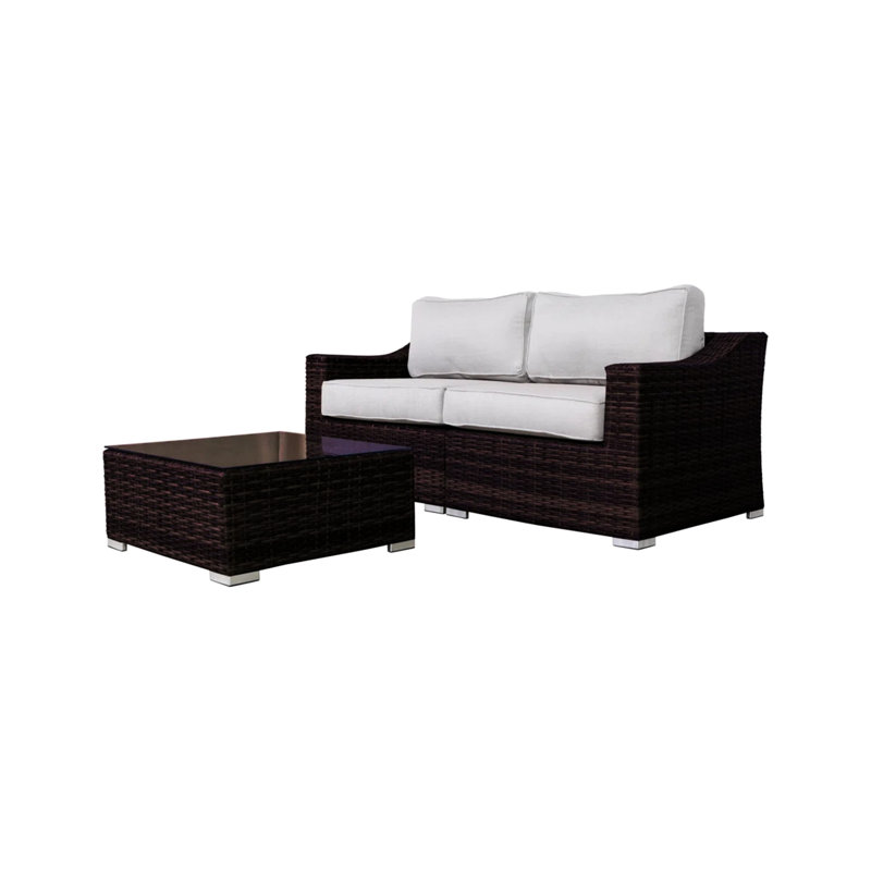 Résistant aux intempéries, 3, deux, aucun assemblage requis, tissé à la main, cadre rouillé, plateau en verre trempé, coussins confortables, terrasse 3, table basse, indispensable, utilisation à l'année