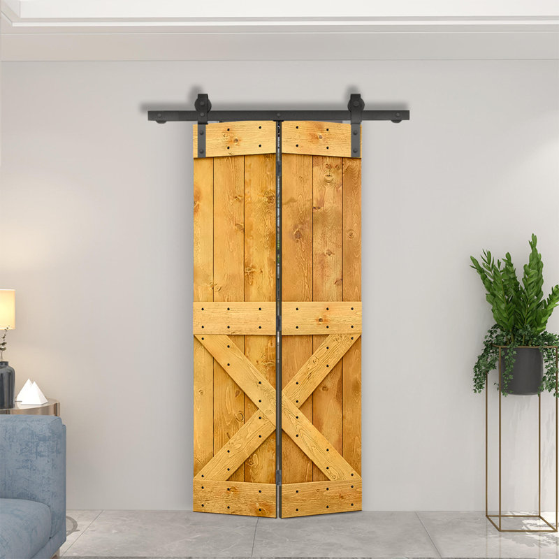 Porte pliante en bois massif 84 po 84 po, Érable colonial, 24 po x 84 po