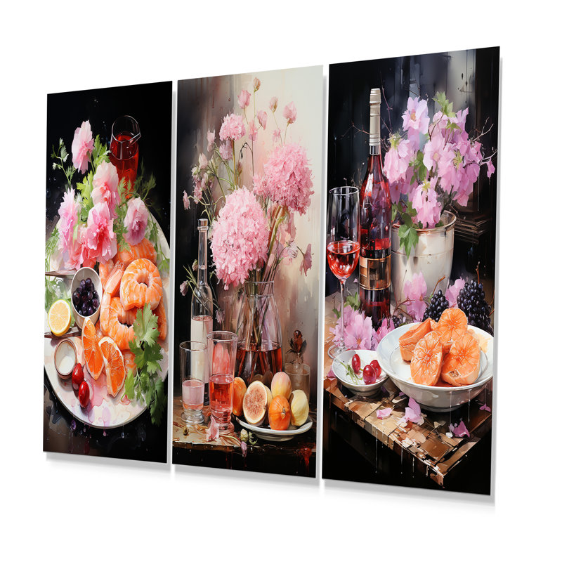 Ensemble de 3 décorations murales en métal French Fruit and Blooms Culinaire Transcendence - International Cuisine