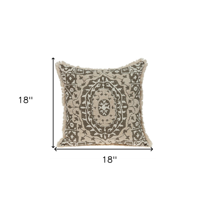 Coussin décoratif transitionnel Parkland, Beige / brun foncé