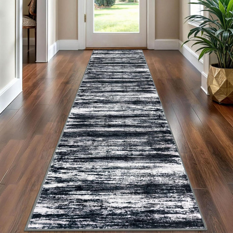 Modern Abstract Hallway Runner Rug,  Washable Rug Runner Non-Slip Soft Striped Kitchen Runner Rugs,   Carpet Runner For Entryway Bathroom Laundry Room Foyer