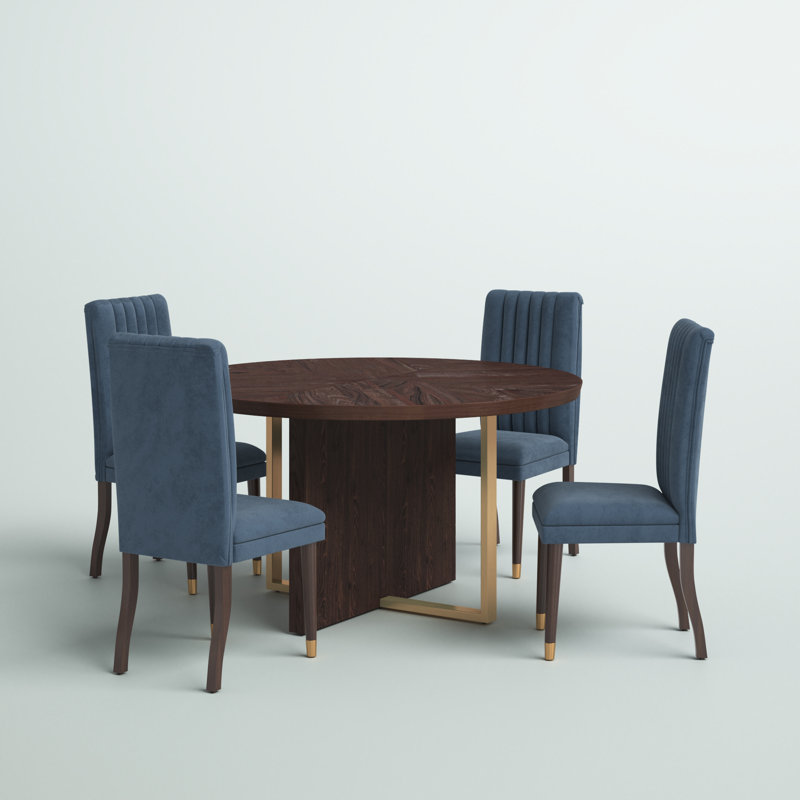 Antonella 4 - Person Trestle Dining Set, Blue