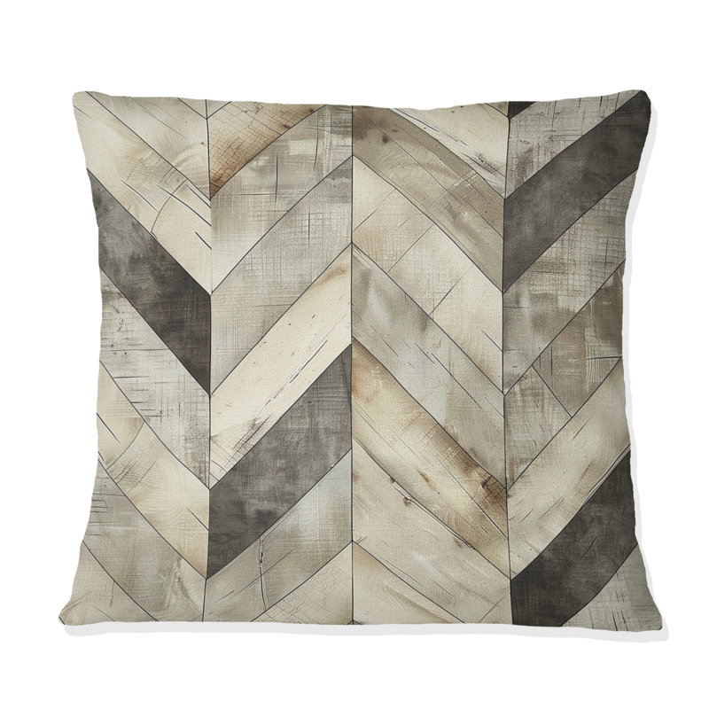 Imprimé à chevrons gris I - Coussin décoratif traditionnel, H 16 po x l 16 po