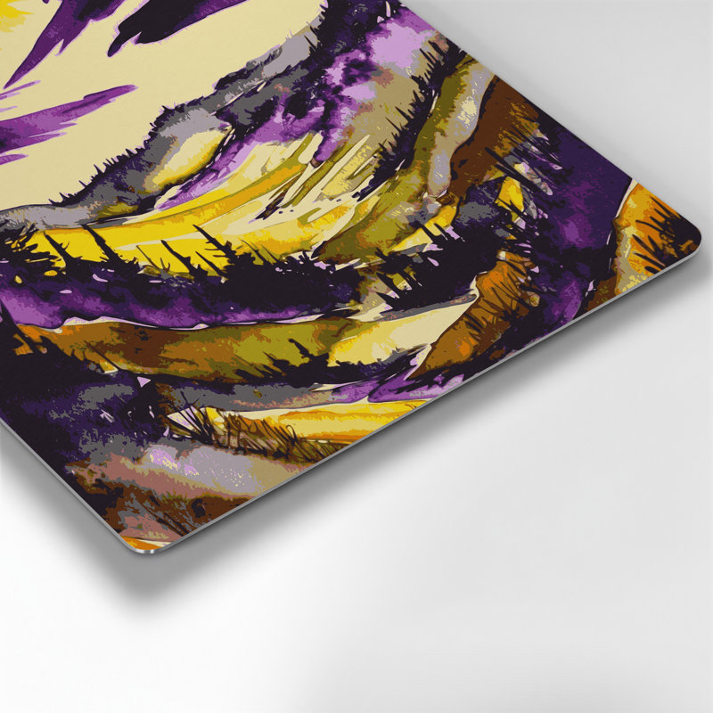 «Watercolor Landscape 92», art mural en métal mauve