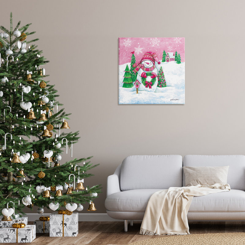 «Scenic Winter Snowman», art mural sur plaque par Diane Kater, Wrapped Canvas, H 24 po x l 24 po x P 1,5 po