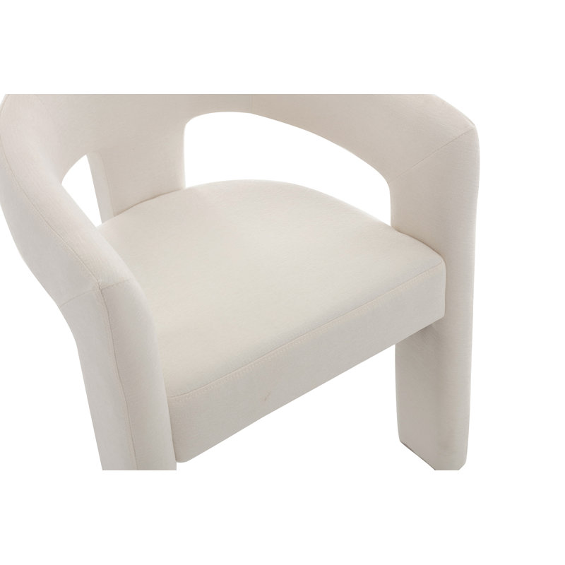 Modern Upholstered Barrel Dining Chairs, Beige Chenille