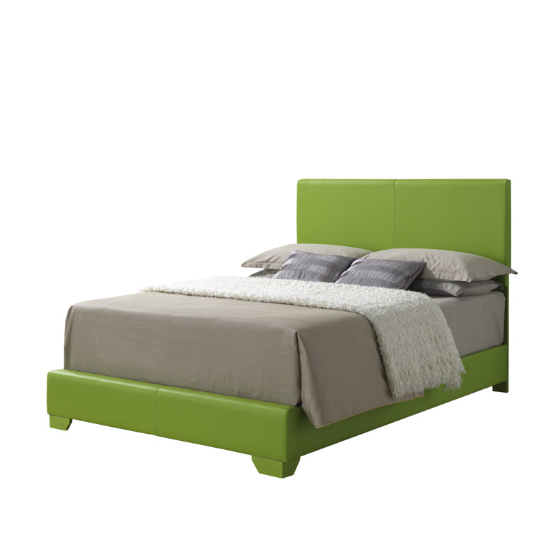 Upholstered Low Profile Standard Bed, Queen, Green