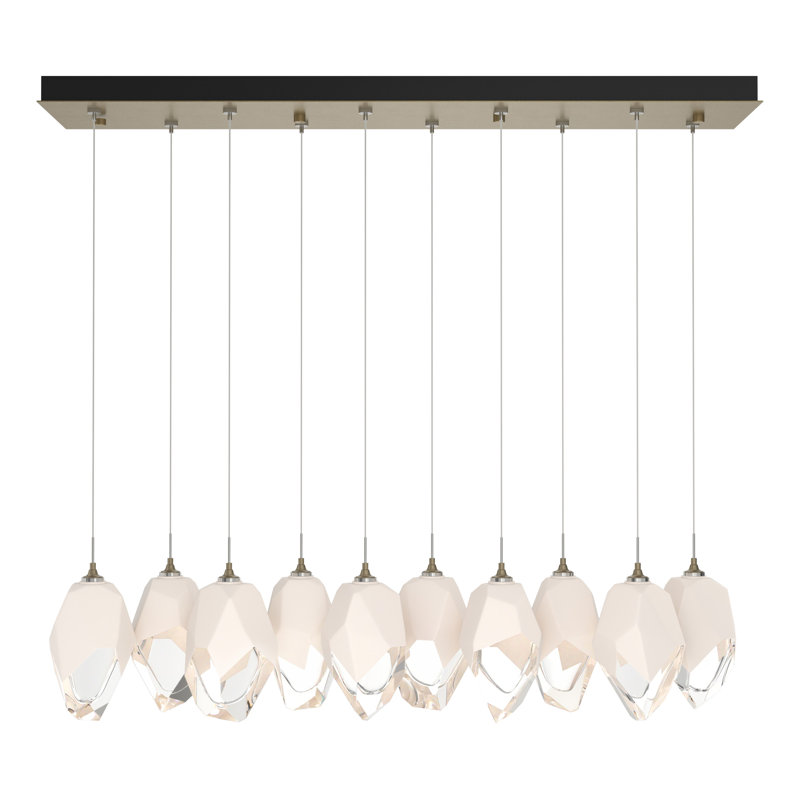 Chrysalis Kitchen Island Geometric Pendant, White, 15" - 80", Soft Gold