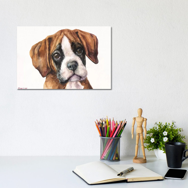 Boxer Puppy II by George Dyachenko - Wrapped Canvas Painting, 20.32 cm H x 30.48 cm W