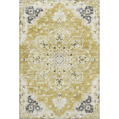 Premium Machine Washable Barayon AMF93 Yellow Rug