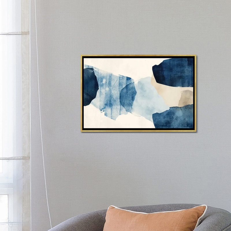 «Blue Imagination I», reproduction d'art murale, H 18 po x l 26 po, Impression encadrée sans passe-partout, Doré