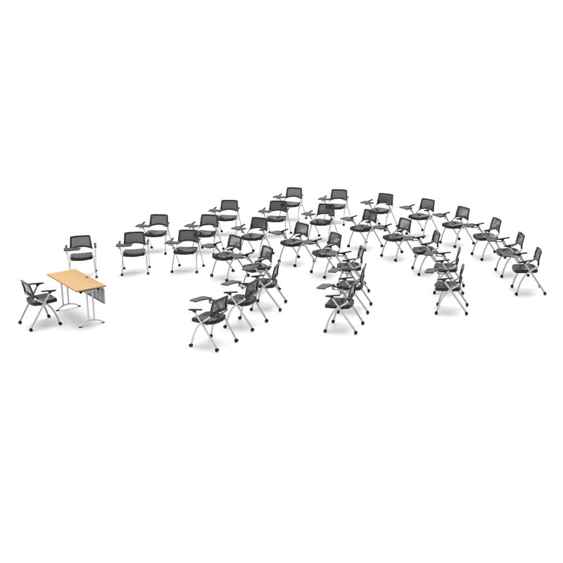 Novelty 33 Person Flip Top 22'' L Modular Training Table and Chair Set with Casters and Modesty Panel