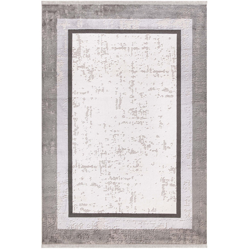 Tapis gris à motif géométrique Acencion, Rectangle 2 pi 8 po x 5 pi