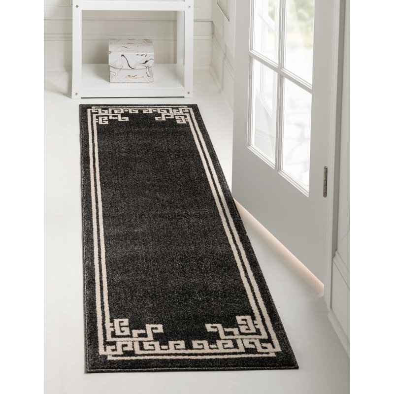 Tapis noir / beige Barreto, Tapis de couloir 2 pi x 6 pi 1 po